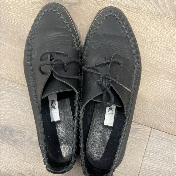 Miista Shoes - Miista London black leather pointed loafers size women’s 7.5. EUC